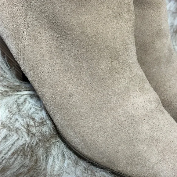 ALDO Women's Taupe Suede Ankle Boots - Classic Zip Heeled Bootie - Picture 2 of 4